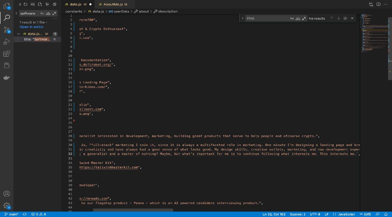 This Portfolio project screenshot